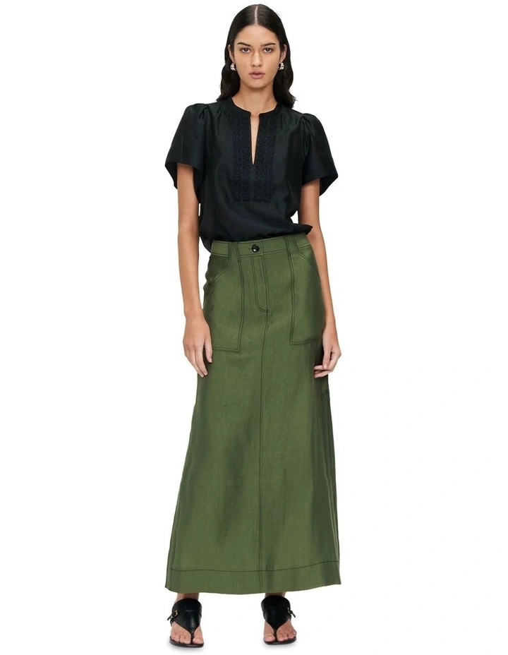 Washer Tencel Cargo Skirt in Fern image 1