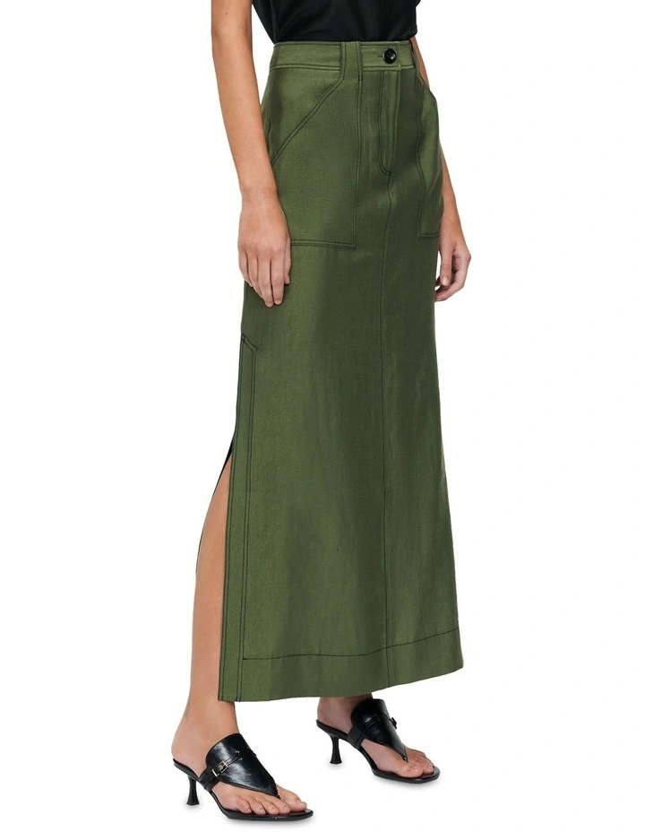 Washer Tencel Cargo Skirt in Fern image 3