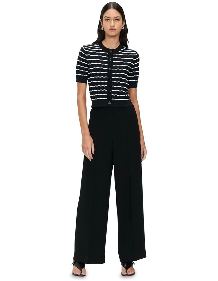 Textured Stripe Cardigan in Black image 1