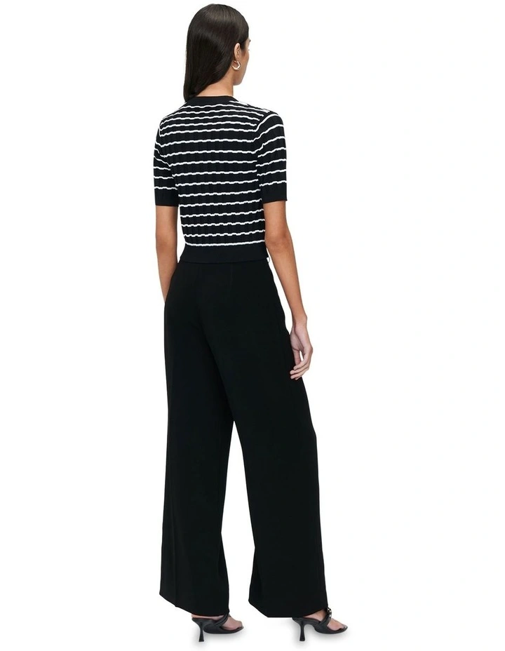 Textured Stripe Cardigan in Black image 3