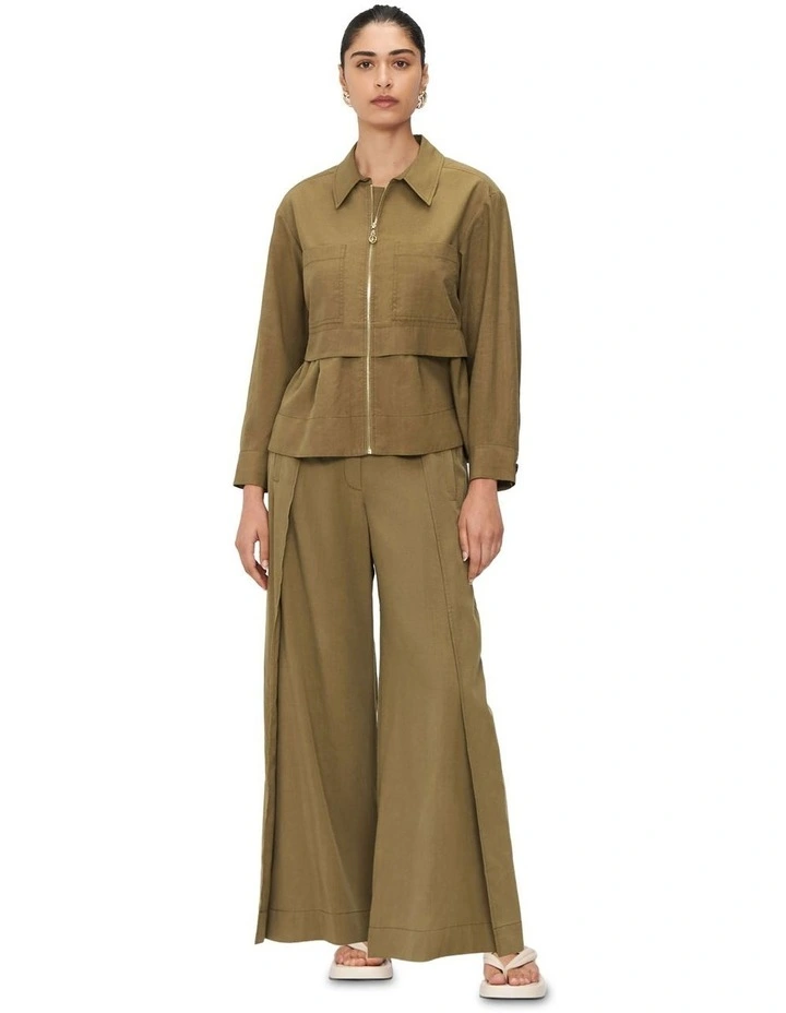 Washed Tencel Viscose Wrap Pant in Olive image 1