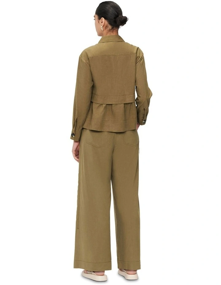 Washed Tencel Viscose Wrap Pant in Olive image 2