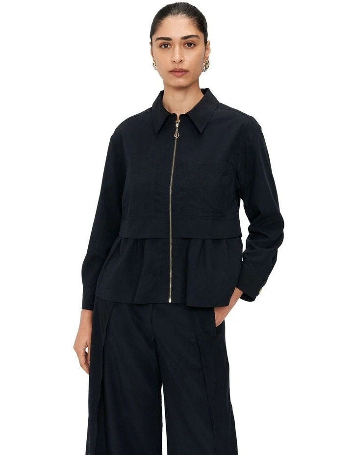 Washed Tencel Viscose Shirt Jacket in Ink image 3