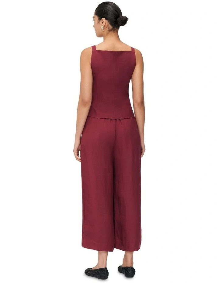 Viscose Linen Pleat Cropped Pant in Cherry image 2
