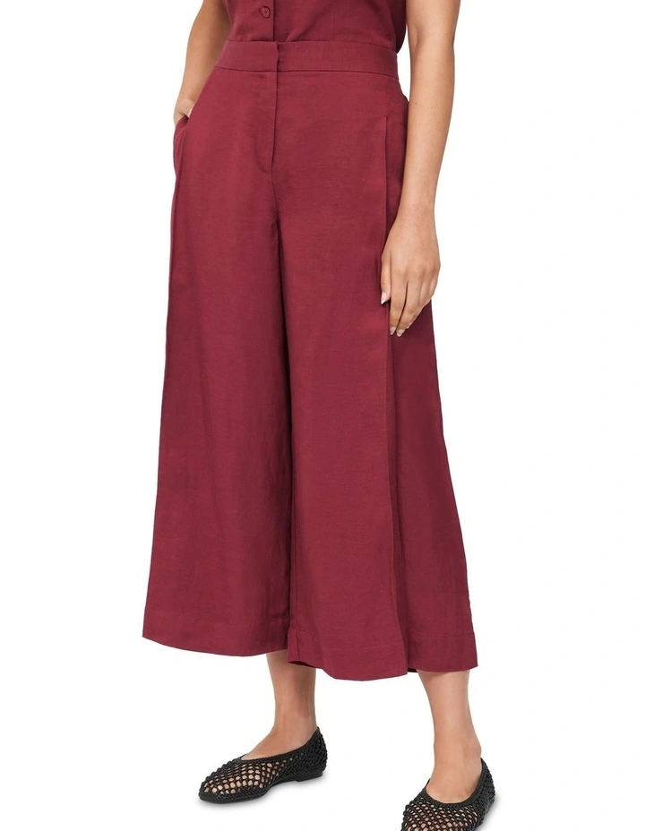 Viscose Linen Pleat Cropped Pant in Cherry image 3