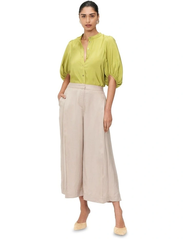 Washed Modal Blouson Sleeve Shirt in Citron image 1