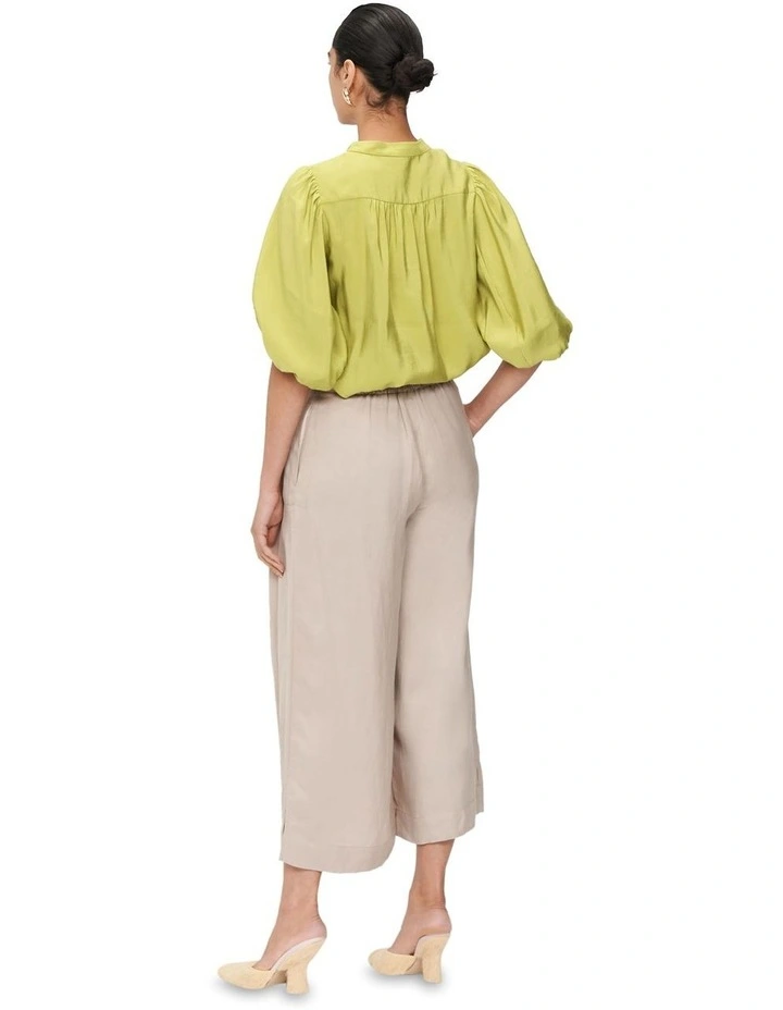 Washed Modal Blouson Sleeve Shirt in Citron image 2