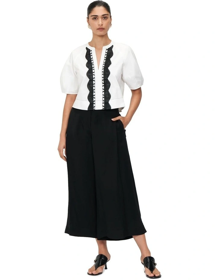 European Shirting Lace Top in Ivory image 2