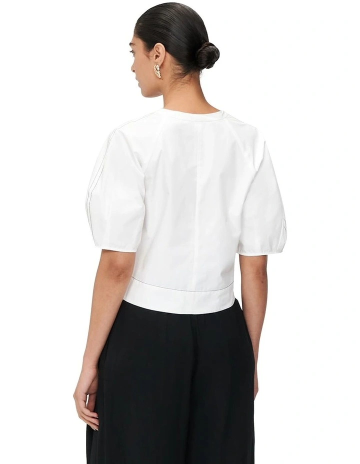 European Shirting Lace Top in Ivory image 3