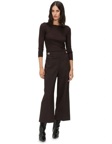 Bi Stretch Suiting Cropped Pant in Red
