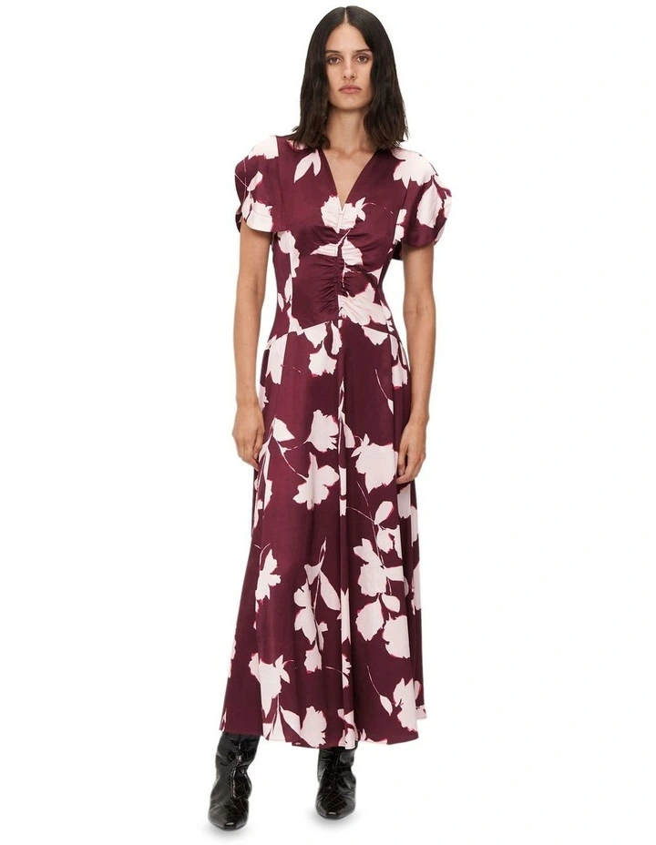 Gathered Maxi Dress in Cherry image 1