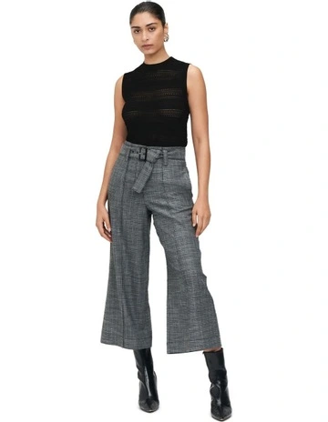 Monochrome Tweed Cropped Pant in Grey