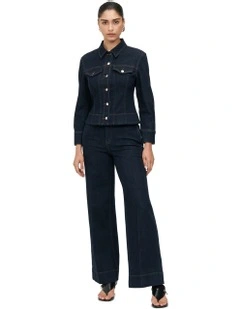 Denim Fitted Jacket in Indigo