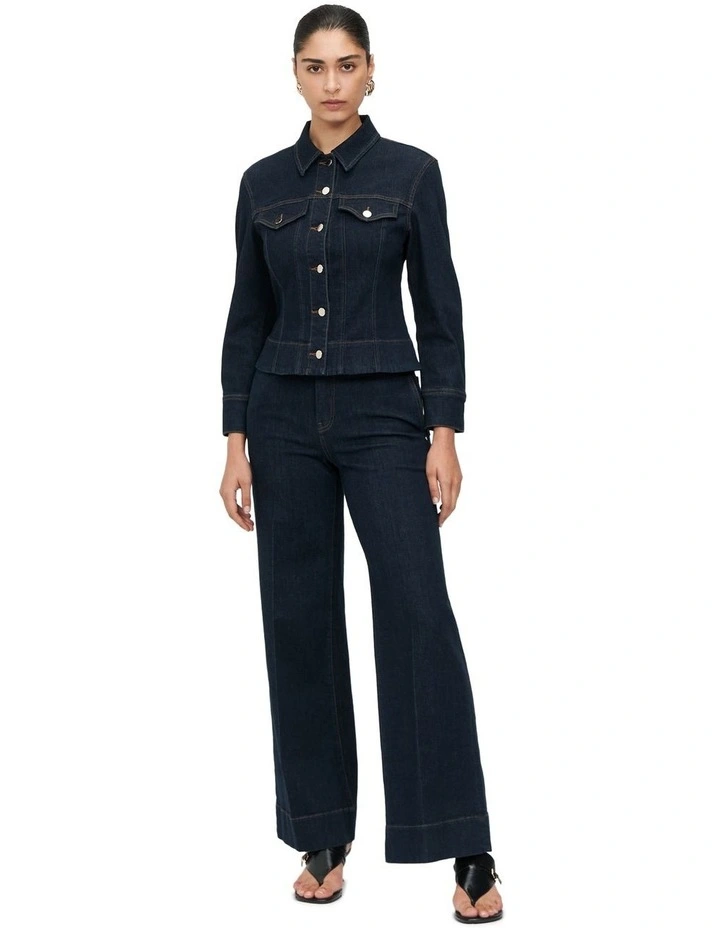 Denim Fitted Jacket in Indigo image 1