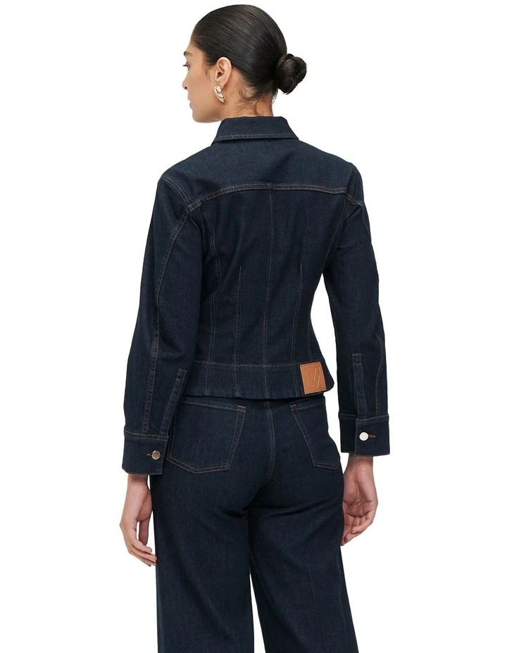 Denim Fitted Jacket in Indigo image 2