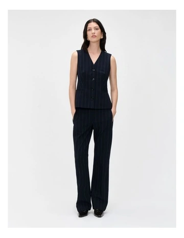 Pinstripe Spliced Waistcoat in Blue