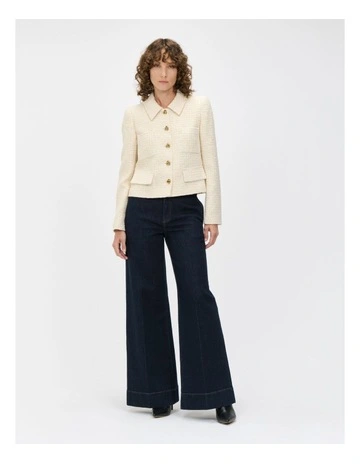 European Lurex Tweed Jacket in White Gold