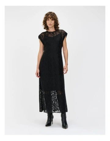 Abstract Spot Burnout Dress in Black