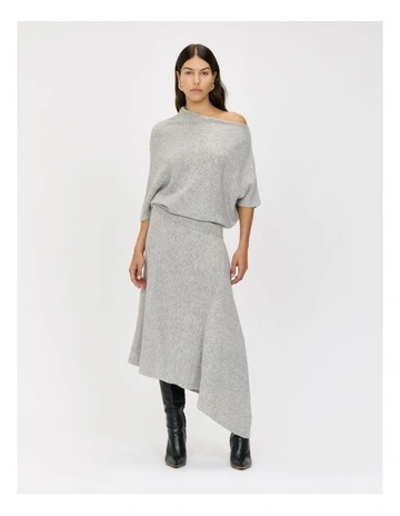 Asymmetric Knit Skirt in Grey