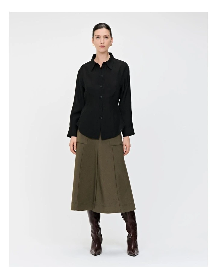 EUROPEAN STRETCH COTTON MIDI SKIRT image 4