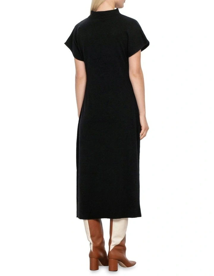 Asymmetric Tuck Funnel Neck Knit Dress image 2