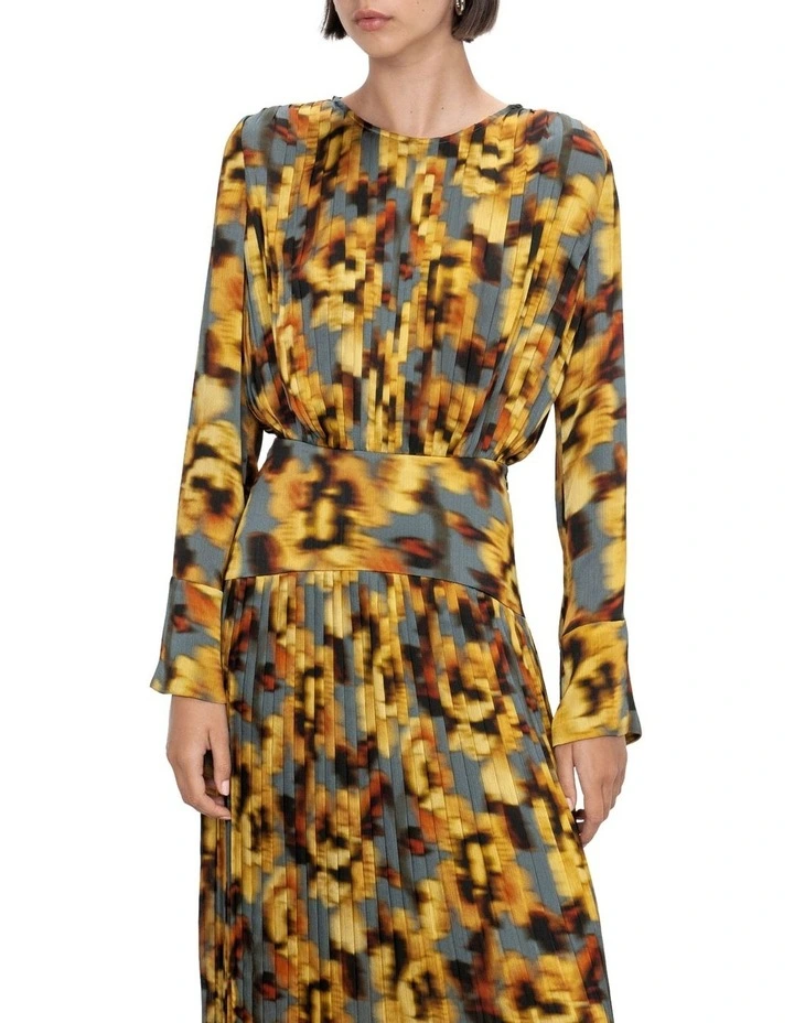 Blurred Primrose Plisse Midi Dress Multi image 3