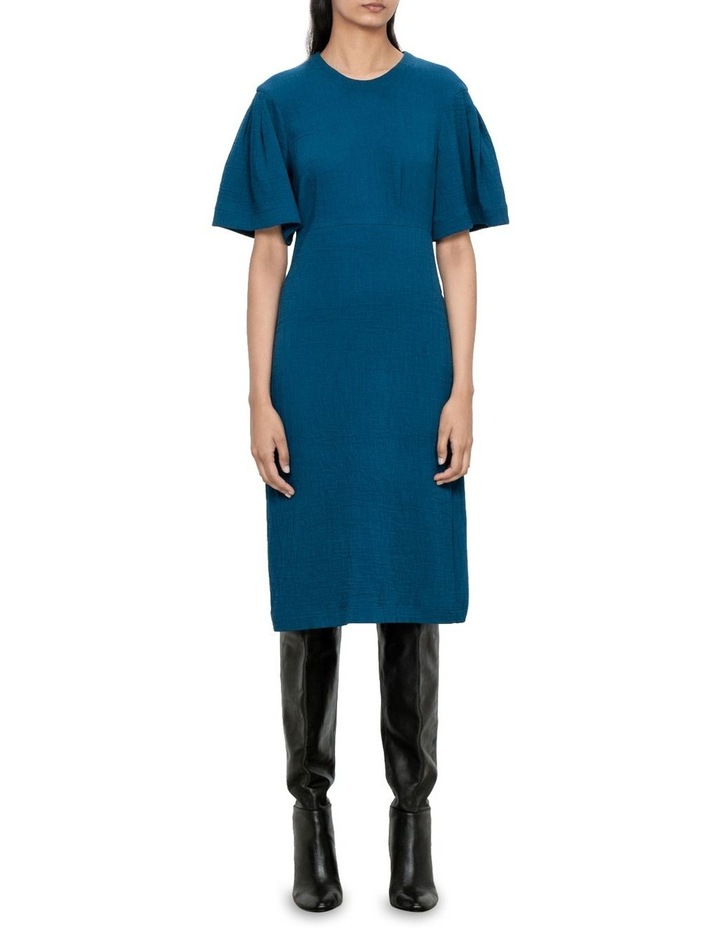 Crinkle Cloque Short Dress in Blue