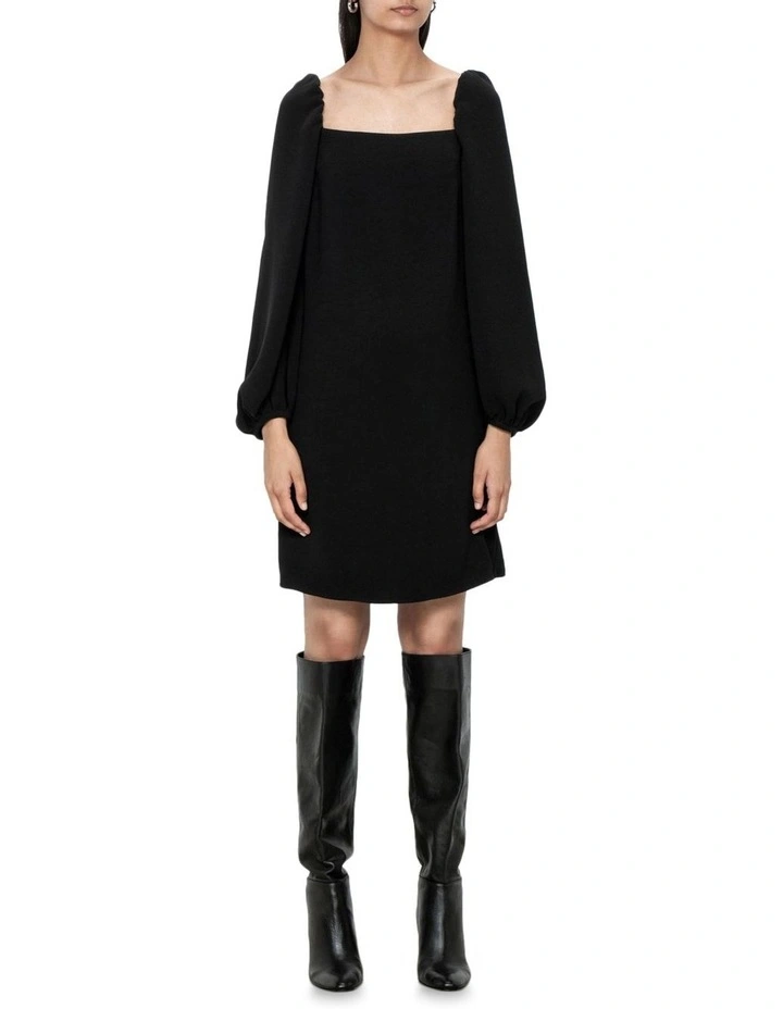 Eco Crepe Short Dress in Black image 1