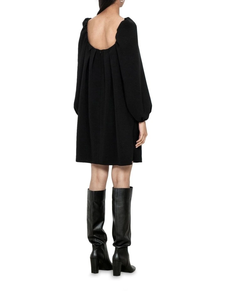 Eco Crepe Short Dress in Black image 2