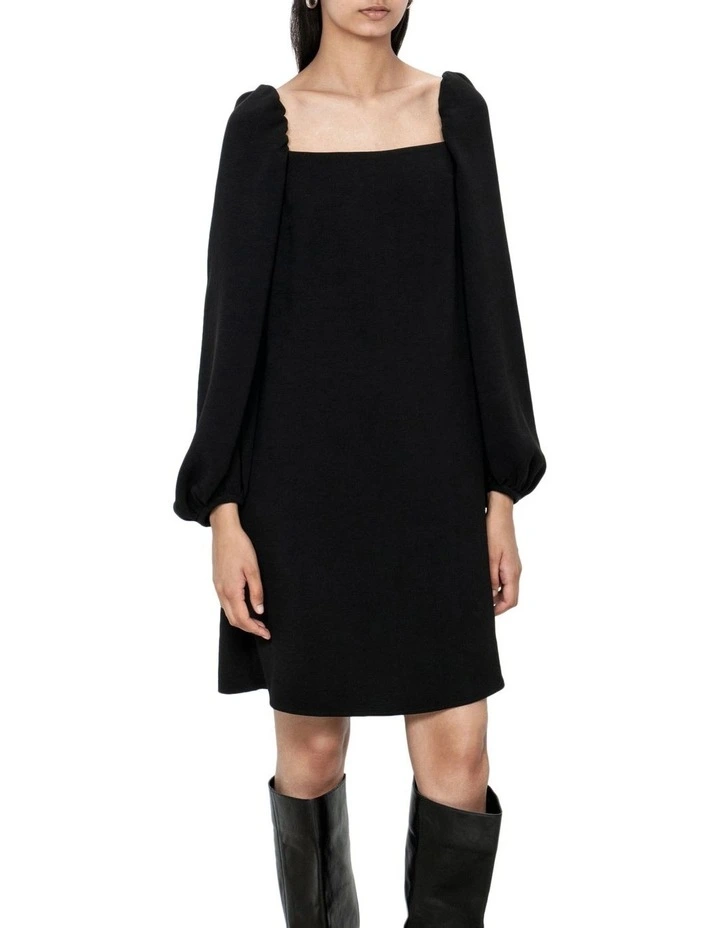 Eco Crepe Short Dress in Black image 3