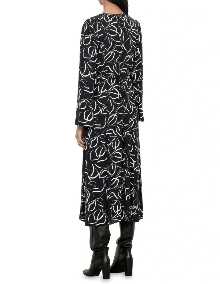 Fall Leaves Midi Dress in Black image 2