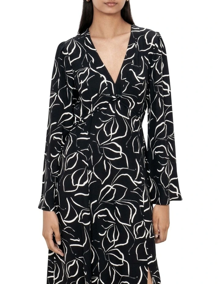 Fall Leaves Midi Dress in Black image 3