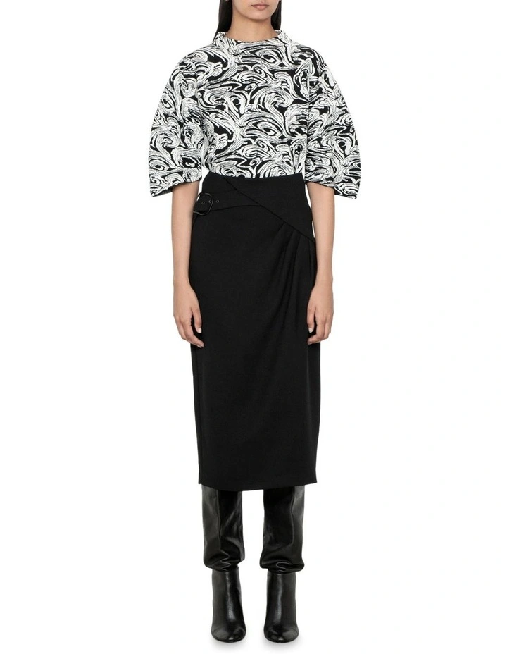 Swirl Jacquard Knit Top in Black/White image 1