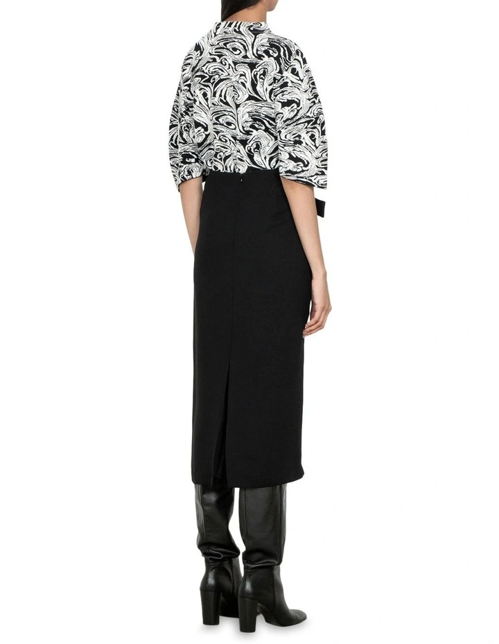 Swirl Jacquard Knit Top in Black/White image 2