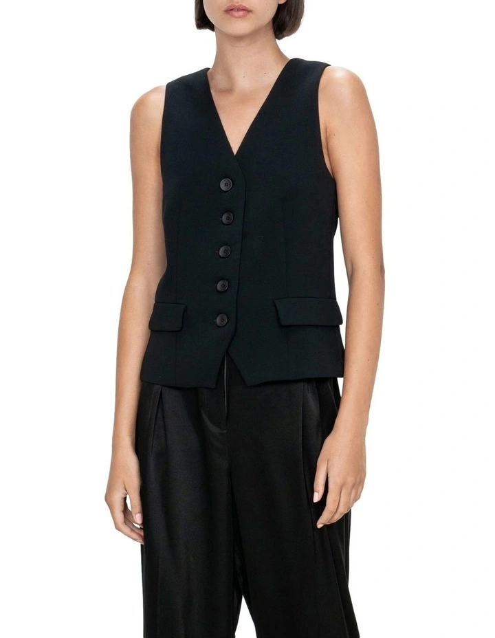Modern Weave Waistcoat in Black image 3