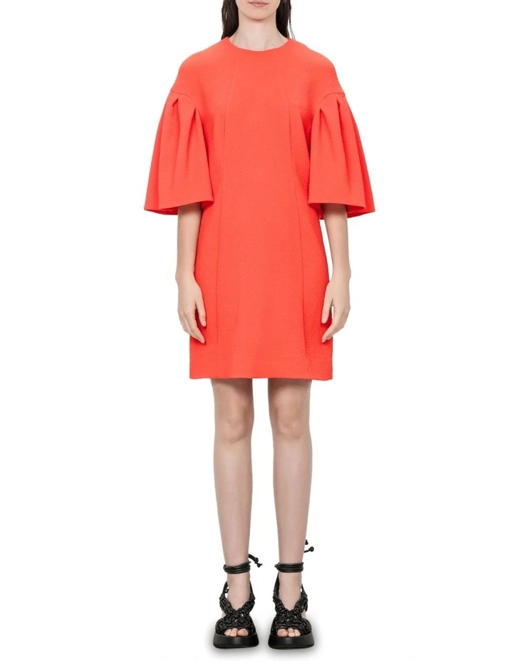 Stretch Cloque Shift Dress in Firecracker Orange image 1
