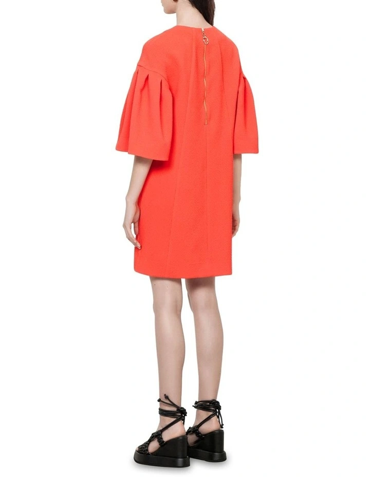 Stretch Cloque Shift Dress in Firecracker Orange image 2