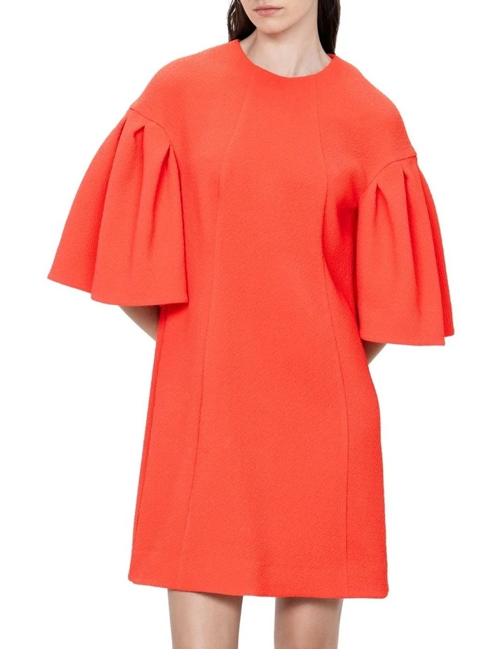 Stretch Cloque Shift Dress in Firecracker Orange image 3