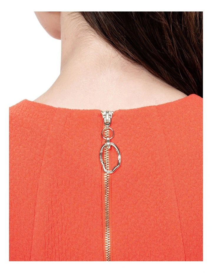 Stretch Cloque Shift Dress in Firecracker Orange image 4
