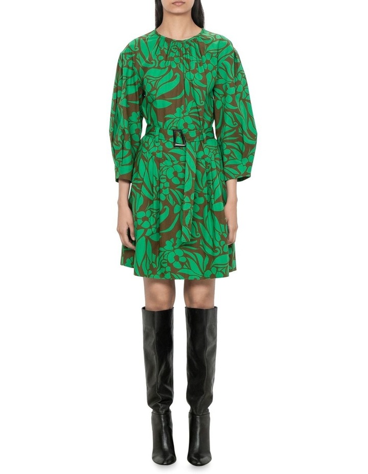 Wallflower Poplin Short Dress in Ivy Green