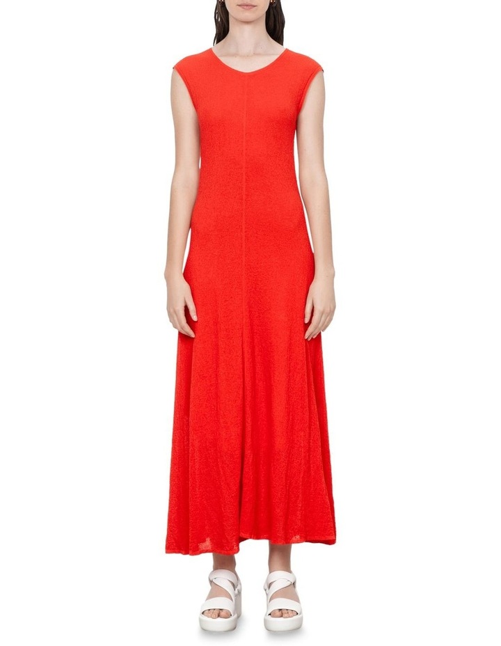 Sheer Crepe Knit Dress in Firecracker
