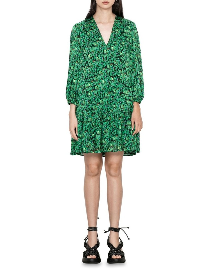 Clover Print Swing Dress in Green