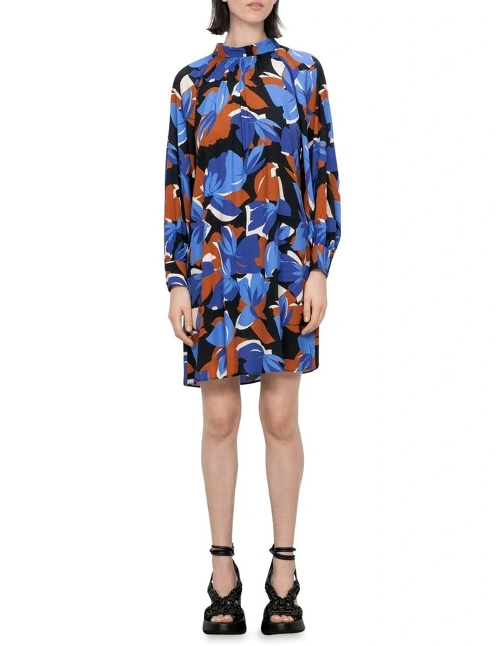 Montague Floral Shift Dress in Retro Blue image 1