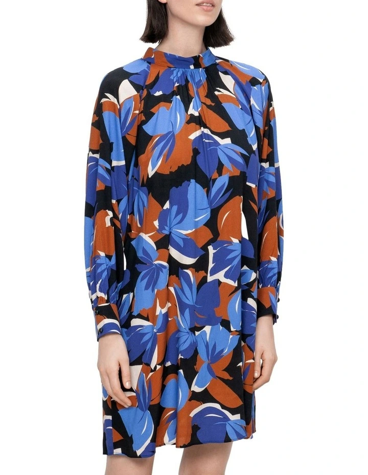 Montague Floral Shift Dress in Retro Blue image 3