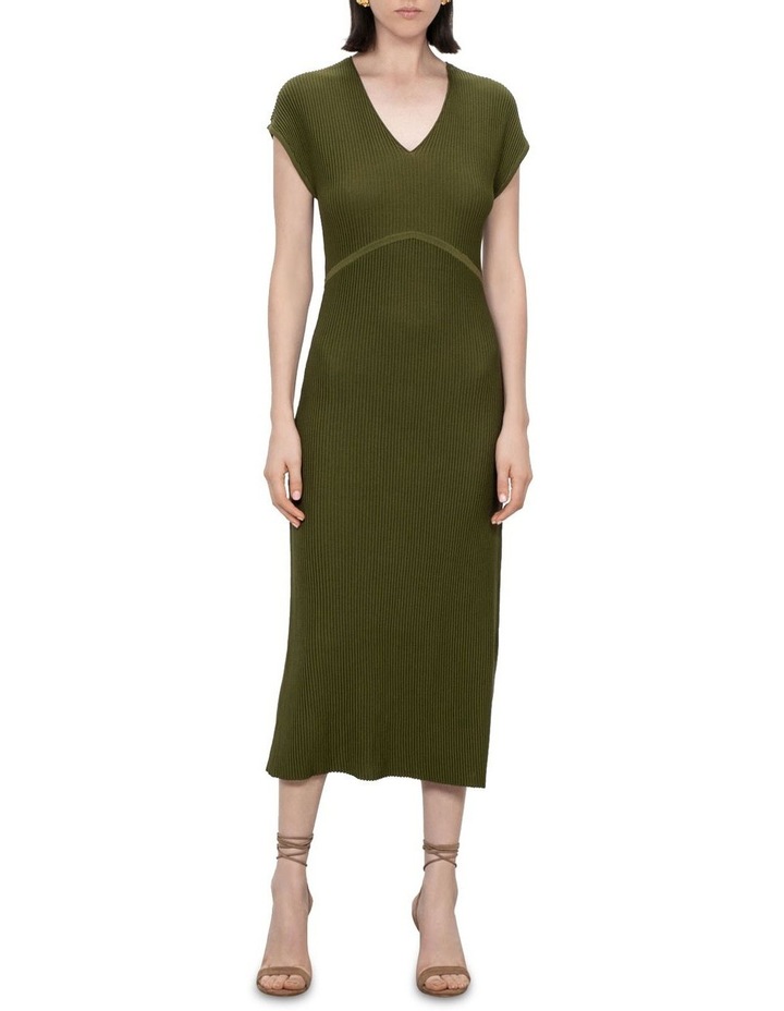 V Neck Ottoman Knit Dress in