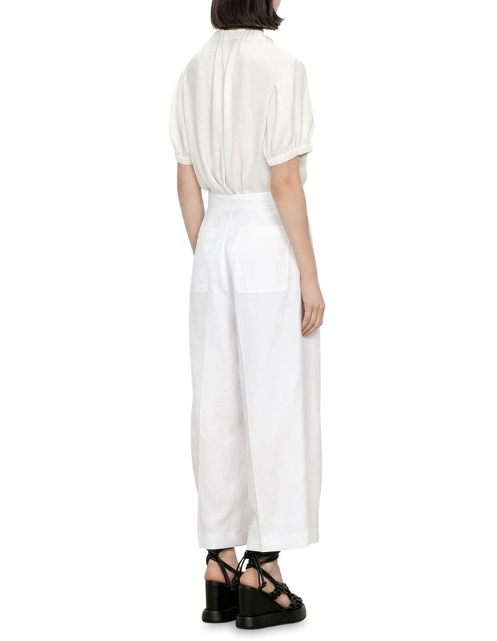 Drapey Satin Puff Sleeve Top in Ivory image 2
