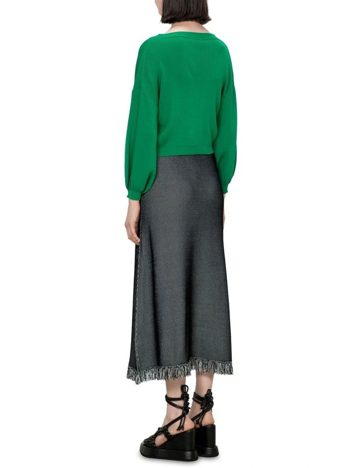 Blouson Sleeve Knit Cardigan in Spring Green image 2