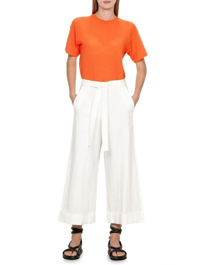 Sheer Knitted T-Shirt in Orange image 1