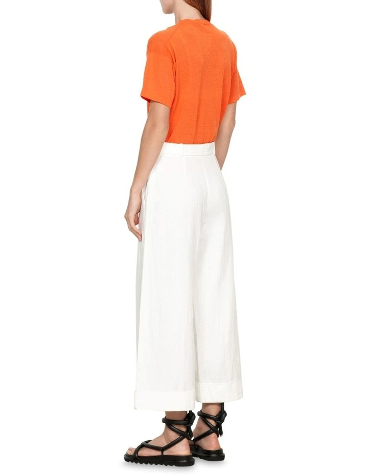 Sheer Knitted T-Shirt in Orange image 2