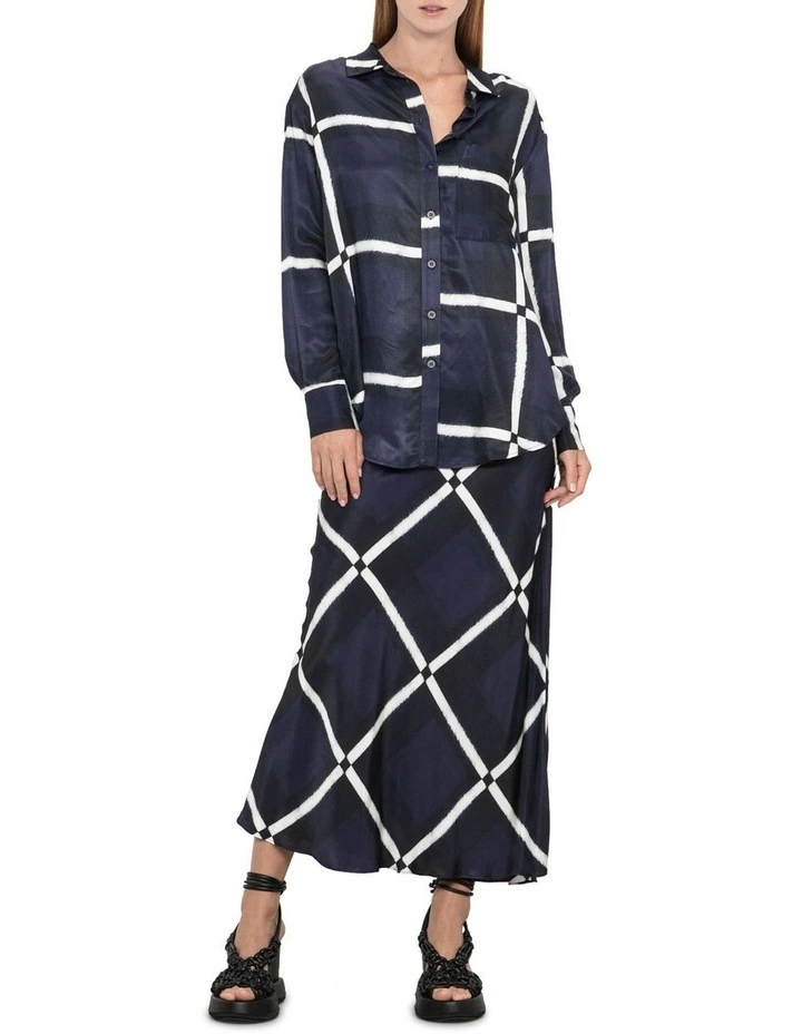 Draped Check Shirt in Blue image 1